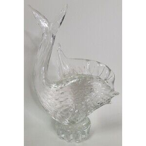 Vintage Clear Art Glass‎ Figural Dolphin Fish 8 5/8"